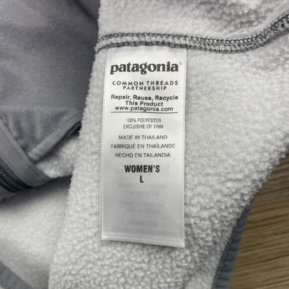 Patagonia Jacket Womens Large Gray Hooded Outdoor Zip Fleece Hiking - Picture 6 of 12